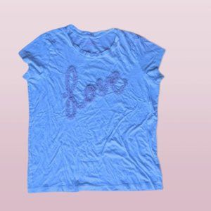 ---  VICTORIA SECRET  /Cotton Blend White and Pink Tee T-Shirt Medium